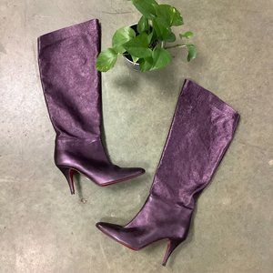 Holly Would shiny purple heeled boots size 8.5